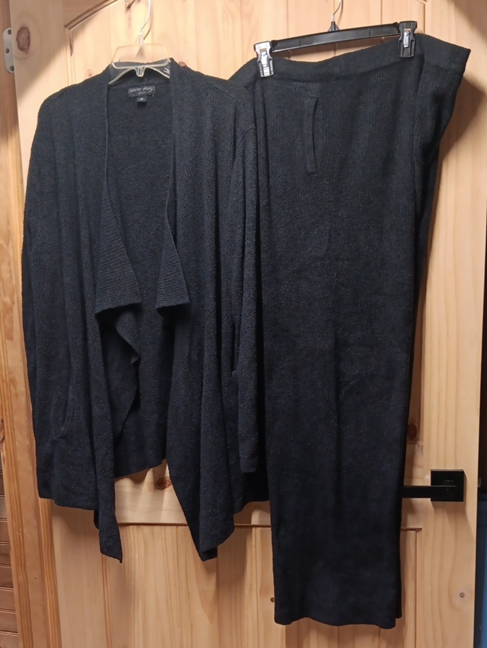 Barefoot Dreams Cozy Chic Lite, Knit Draped Cardigan with Wide-Leg Pants EUC